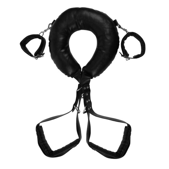 PADDED THIGH SLING WITH HAND CUFFS - BLACK