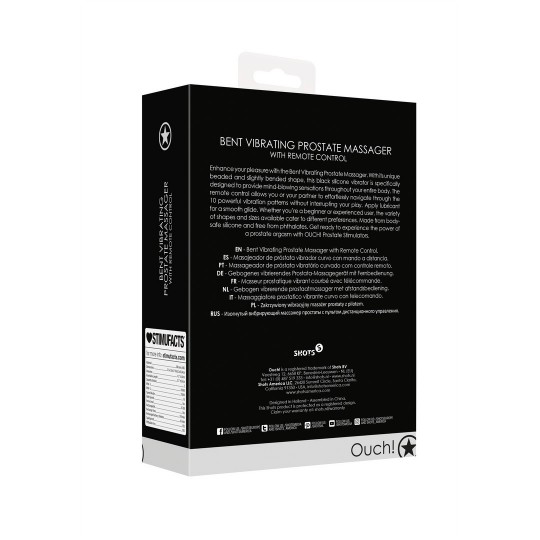 BENT VIBRATING PROSTATE MASSAGER WITH REMOTE CONTROL - BLACK