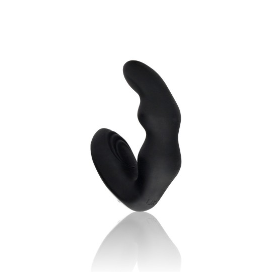 BENT VIBRATING PROSTATE MASSAGER WITH REMOTE CONTROL - BLACK