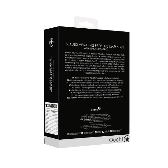 ВИБРОМАССАЖЕР ПРОСТАТЫ С БУСИНАМИ И ПУЛЬТОМ ДИСТАНЦИОННОГО УПРАВЛЕНИЯ - ЧЕРНЫЙ