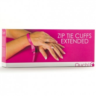 DISPOSABLE OUCH! ZIP TIE CUFFS EXTENDED PINK
