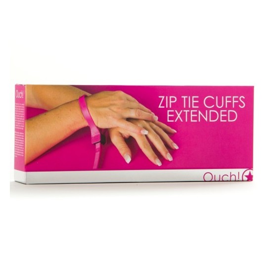 ALGEMAS DESCARTÁVEIS DE PLÁSTICO OUCH! ZIP TIE CUFFS EXTENDED ROSA