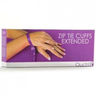 DISPOSABLE OUCH! ZIP TIE CUFFS EXTENDED PURPLE