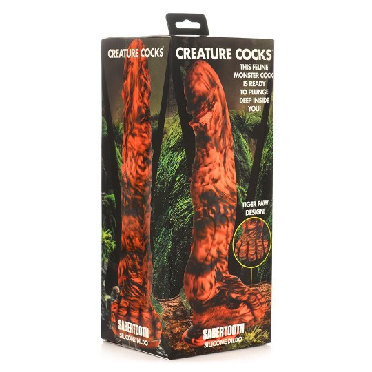 SABRETOOTH - СИЛИКОНОВЫЙ ФАЛЛОИМИТАТОР - ОРАНЖЕВЫЙ/ЧЕРНЫЙ