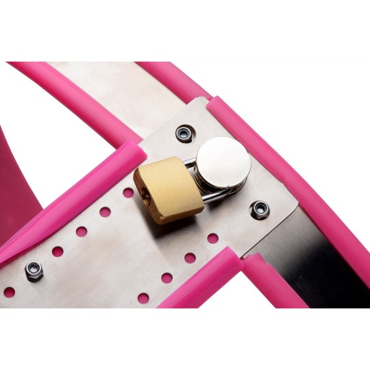 РЕГУЛИРУЕМЫЙ ЖЕНСКИЙ ПОЯС ЦЕЛОМУДРИЯ ИЗ НЕРЖАВЕЮЩЕЙ СТАЛИ - РОЗОВЫЙ