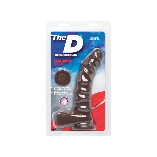 DILDO REALISTICO ULTRASKYN CON TESTICOLI RAGIN' D 9'' /22 CM CHOCOLATE DOC JOHNSON