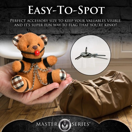 GAGGED TEDDY BEAR KEYCHAIN - BROWN
