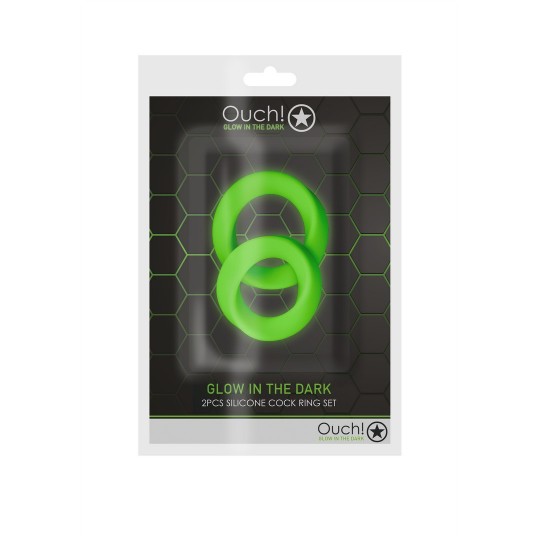CONJUNTO DE 2 ANILLOS DE PENE GLOW IN THE DARK OUCH!
