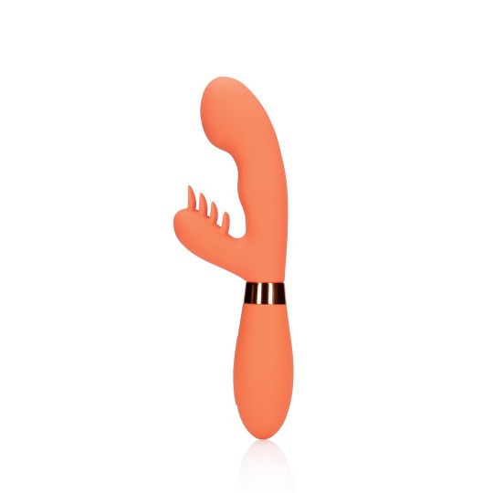 SILICONE RABBIT VIBRATOR WITH RIBBED CLITORAL STIMULATOR GLAZED CARROTS