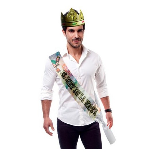 FAIXA E COROA “O REI DA FESTA” EM ESPANHOL
