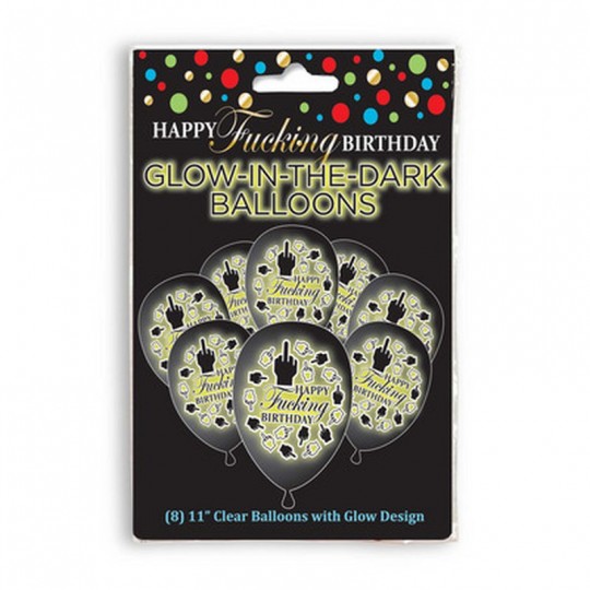 BALLONS PHOSPHORESCENTS HAPPY F&#039;ING BIRTHDAY - LITTLE GENIE PRODUCTIONS