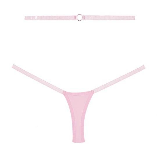 CHERISHED - LACE AND MESH THONG - OS - PINK