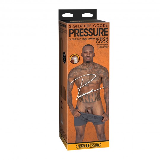 GODE RÉALISTE ULTRASKYN PRESSURE - 10\&quot; / 25 CM - CHOCOLATE DOC JOHNSON