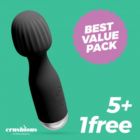 PACK 5 + 1 GRATUIT WANDERLUST MINI-VIBROMASSEUR WAND NOIR CRUSHIOUS