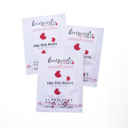 20 MONODOSIS DE LUBRICANTE CON SABOR A FRUTOS ROJOS 5ML TENTACIÓN PLAY SEX