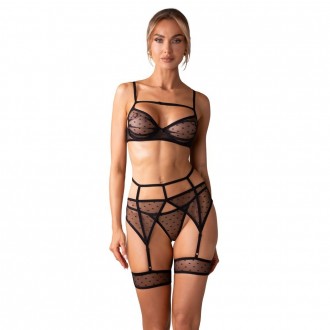 OBSESSIVE 3 PIECE SUSPENDER SET NUITES BLACK