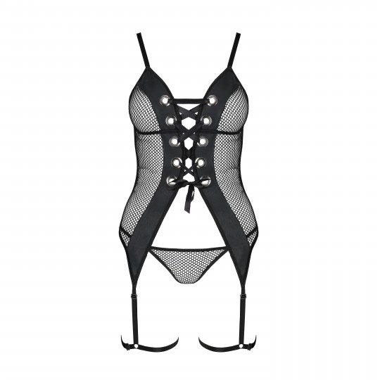PASSION BETH CORSET AND THONG  BLACK