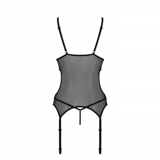 PASSION EROTIC LINE CHRISTA CORSET AND THONG BLACK