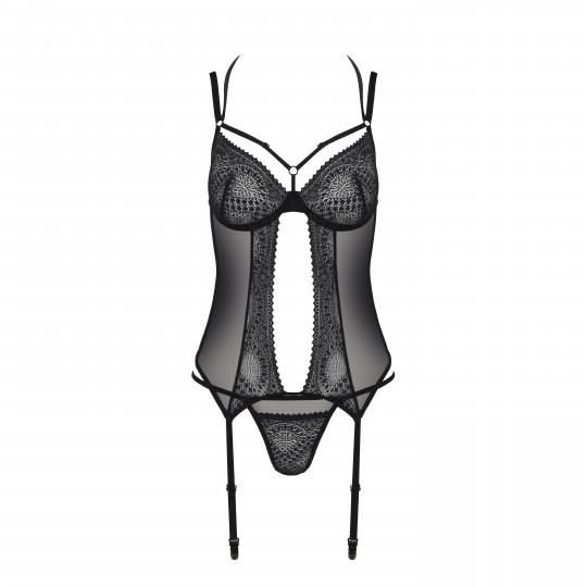 CORSÉ Y TANGA DROSERA NEGRO ECO COLLECTION PASSION