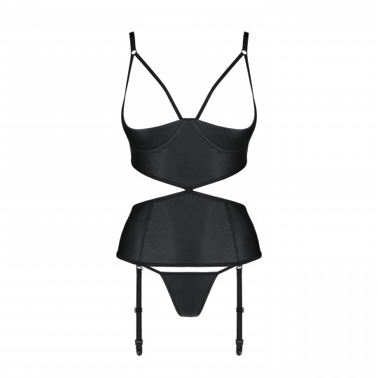 CORSÉ Y TANGA JANNIES NEGRO PASSION