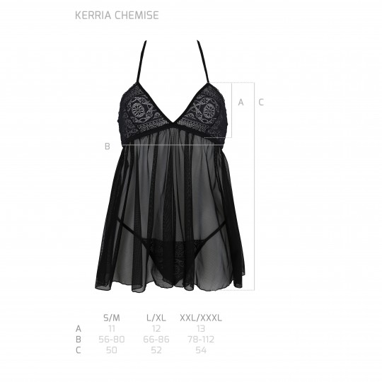 CAMISA DE NOITE E TANGA KERRIA PRETO ECO COLLECTION PASSION