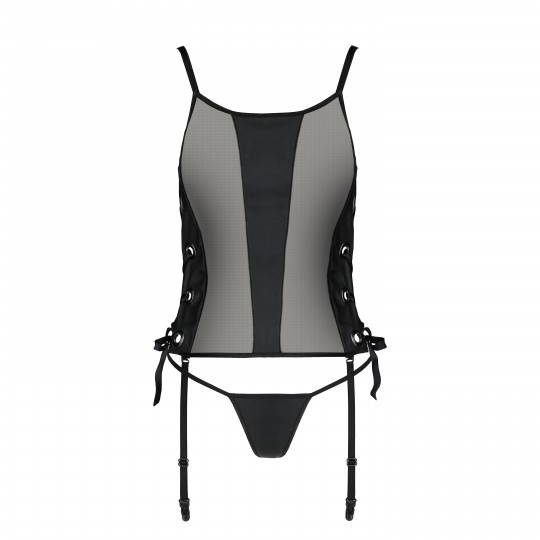CORSET ET STRING MALWIA NOIR PASSION