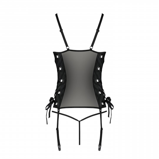 CORSET ET STRING MALWIA NOIR PASSION
