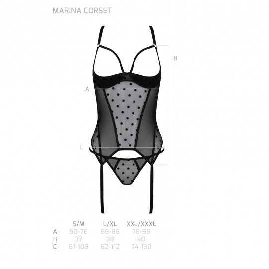 CORSET ET STRING MARINA NOIR DEVIL COLLECTION PASSION