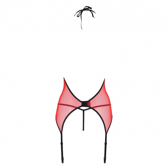 CORSÉ Y TANGA PEONIA ROJO EROTIC LINE PASSION