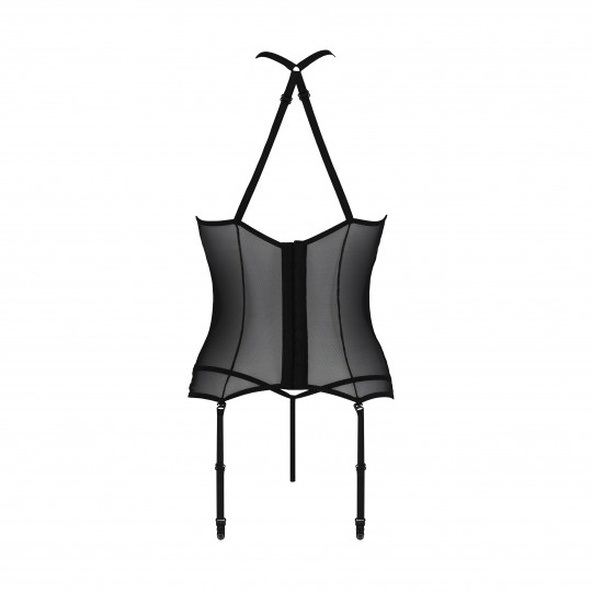 CORSÉ Y TANGA SATARA NEGRO EROTIC LINE PASSION