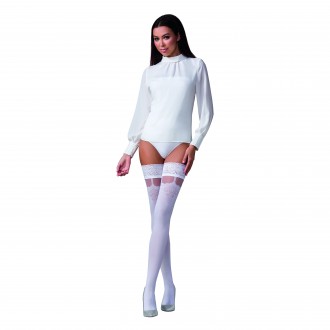 MEIAS DE LIGAS ST121 WHITE (60 DEN) GOLD COLLECTION PASSION