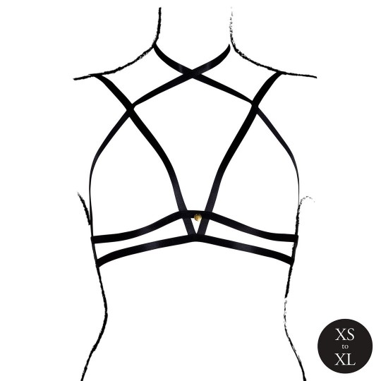 OPEN CUP TRIANGLE BRA WITH NECK STRAP AND ADJUSTABLE SLIDERS - ONE SIZE - BLACK