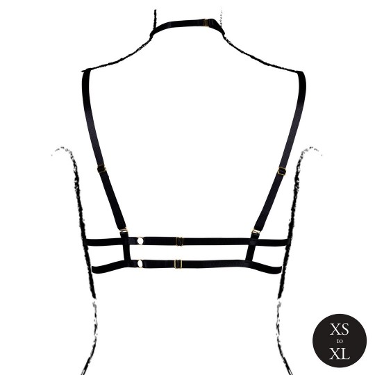 OPEN CUP TRIANGLE BRA WITH NECK STRAP AND ADJUSTABLE SLIDERS - ONE SIZE - BLACK