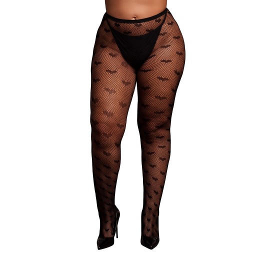 HEART PATTERNED TIGHTS - PLUS SIZE - BLACK