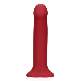 NON-PHALLIC VIBRATING DILDO - LARGE - RASPBERRY RED