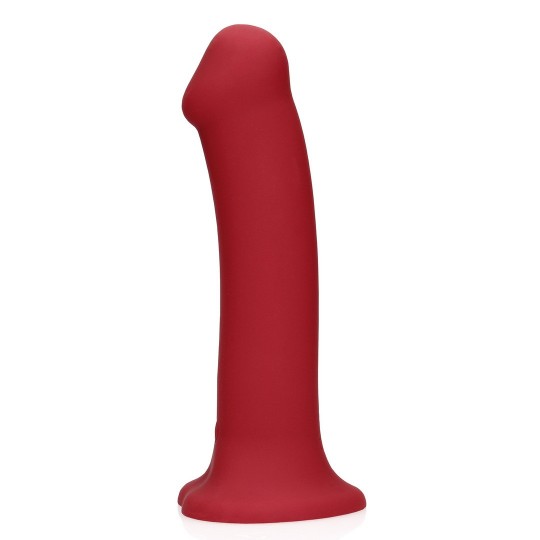 NON-PHALLIC VIBRATING DILDO - LARGE - RASPBERRY RED
