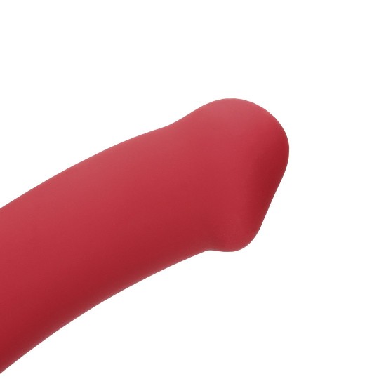 NON-PHALLIC VIBRATING DILDO - LARGE - RASPBERRY RED
