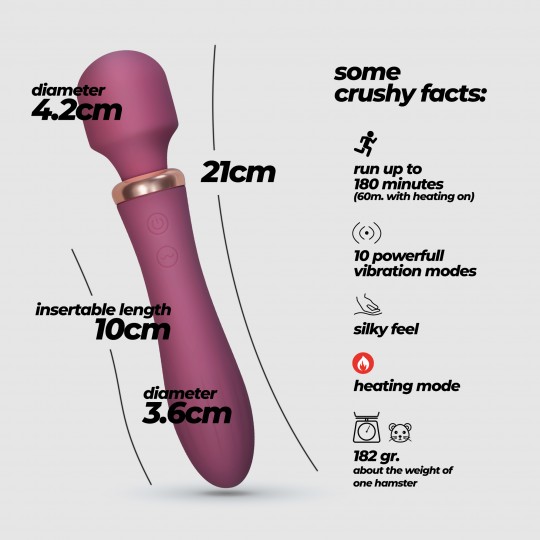 VIBROMASSEUR WAND DOUBLE JINX VIN ROUGE CRUSHIOUS