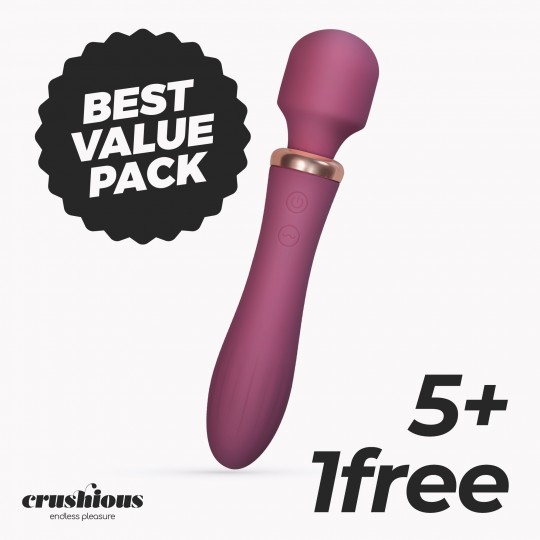 PACK 5 + 1 FREE CRUSHIOUS DUAL MASSAGE WAND JINX RED WINE