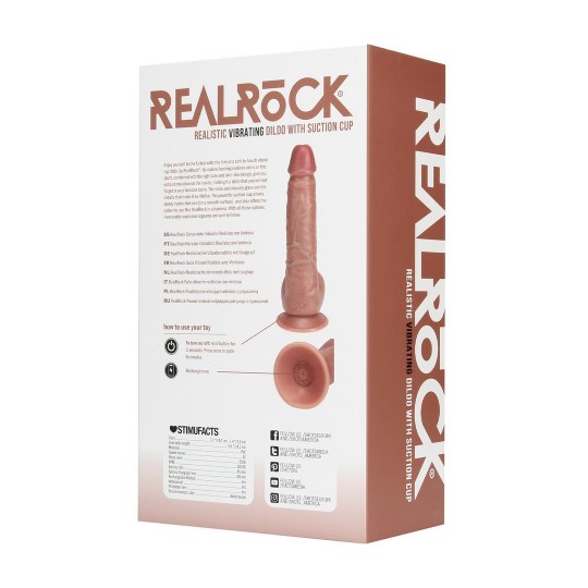 VIBRATING REGULAR STRAIGHT COCK WITH BALLS - 7 / 18 CM - TAN