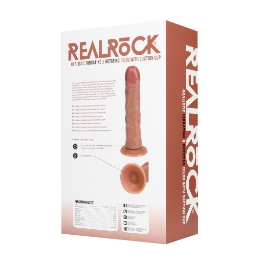VIBRATING AND ROTATING REGULAR CURVED COCK - 8 / 20,5 CM - TAN