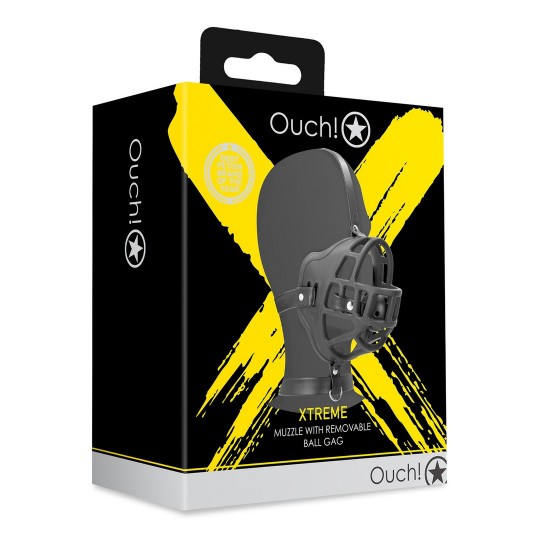 OUCH! XTREME MUZZLE WITH REMOVABLE BALL GAG BLACK