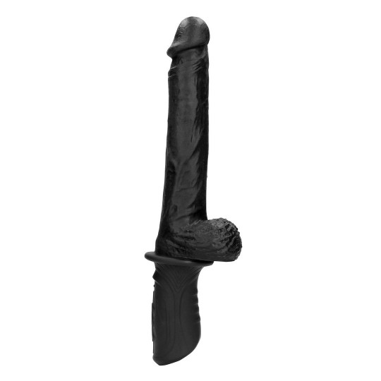 HAND HELD LIQUID SILICONE VIBRATING AND THRUSTING SEX MACHINE - BLACK