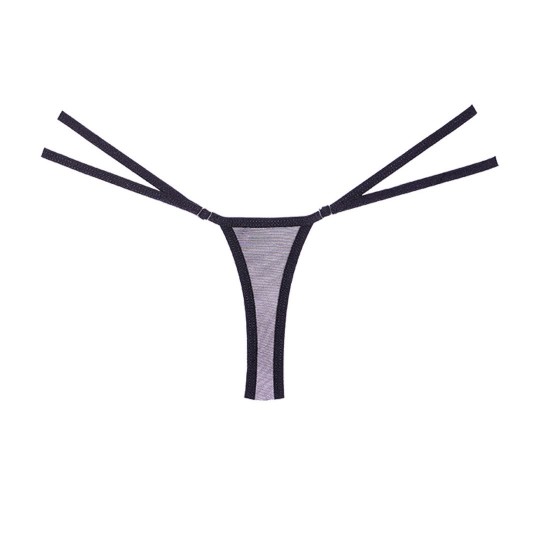 LACE AND MESH THONG - ONE SIZE - BLACK