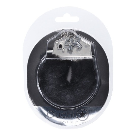 HEAVY-DUTY FLUFFY HANDCUFFS - BLACK
