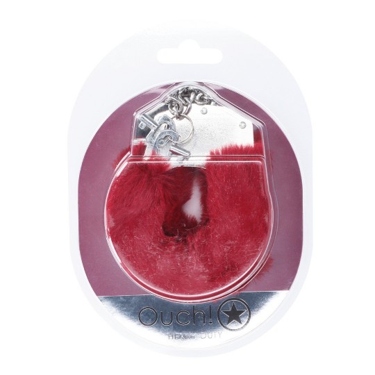 HEAVY-DUTY FLUFFY HANDCUFFS - BURGUNDY
