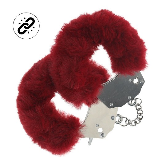 HEAVY-DUTY FLUFFY HANDCUFFS - BURGUNDY