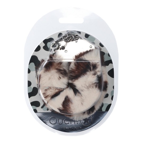 HEAVY-DUTY FLUFFY HANDCUFFS - SNOW LEOPARD