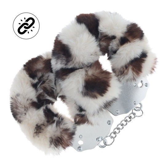 HEAVY-DUTY FLUFFY HANDCUFFS - SNOW LEOPARD