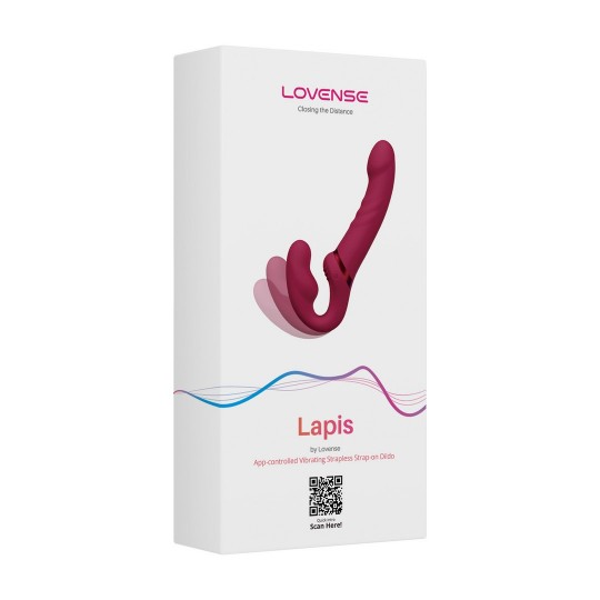 LAPIS - APP-CONTROLLED DUAL ENDED VIBRATING STRAPLESS STRAP-ON - RED